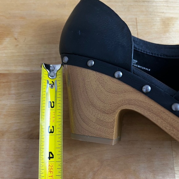 Korks Arielle Kork Ease Black Leather Wood Heel Clogs D'Orsay Shoes Size 9 - Picture 10 of 10